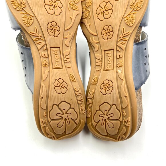 9D 9W 9 WIDE WIDTH Propet Fionna Blue Lasercut Leather Comfort Sandals Shoes - Picture 12 of 14